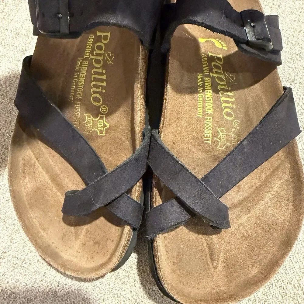 Birkenstock Papillio Black Strappy Cross Toe Loop Sandals Womens 36 US 5-5.5